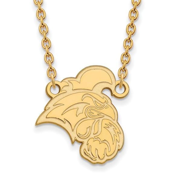 14k Gold Plated Silver Coastal Carolina U Large Pendant Necklace